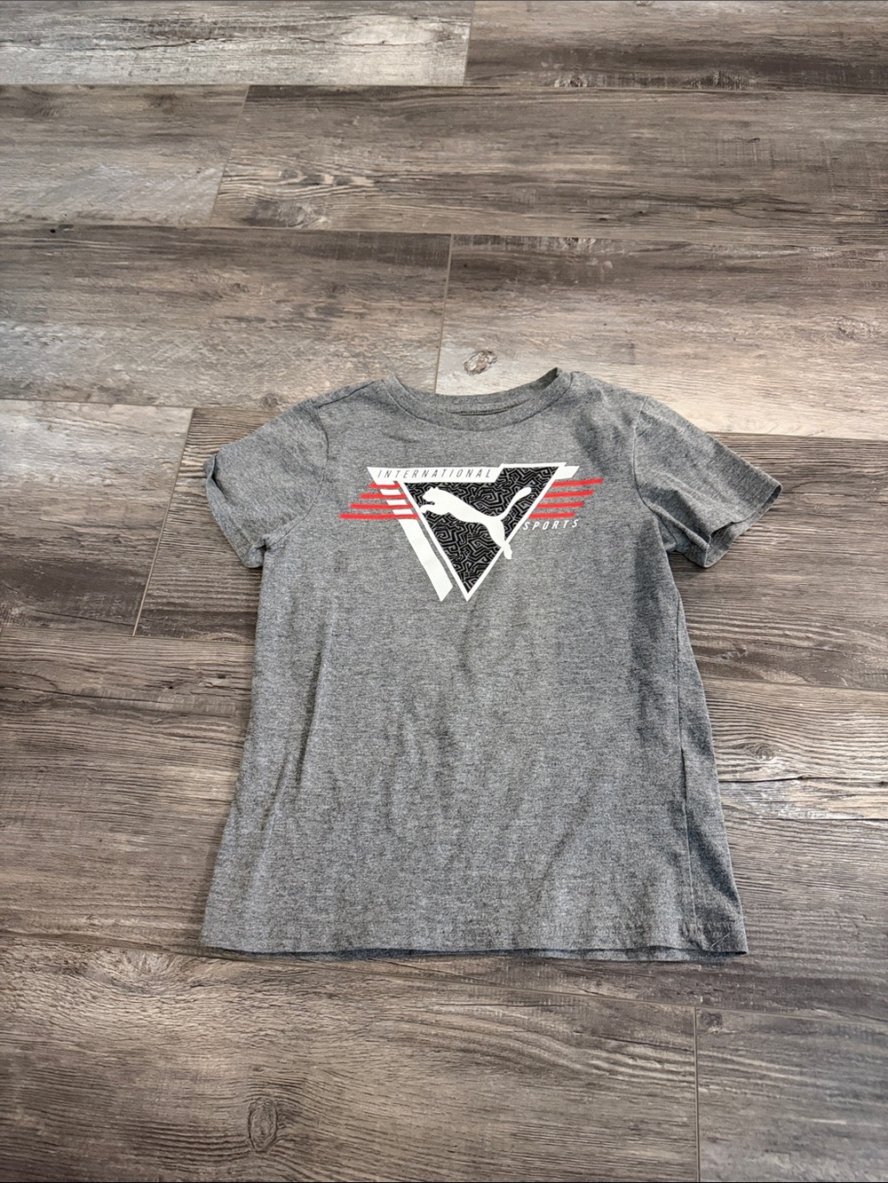 Puma Grey Tee with Red Accent Triangle Logo